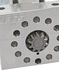Heavy Duty Mini Starter Built Tough For Gm And Chevy Ls V8 Engines with a Billet Aluminum mount and gear detail.