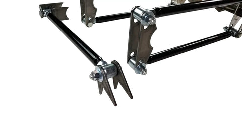 Universal Four Link Suspension Kit With Adjustable Bars And Panhard Bar For Custom Builds Ride Ready Includes Weld On Mounts 24 Inch Steel Link Bars Axle And Frame Brackets Center Link Mounts, black steel bars and weld-on brackets