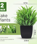 Two Pack Mini Faux Plants In Black Pots For Home Or Office Desk Decor Indoor Low Maintenance No Water Needed Realistic Artificial Plants For Bathrooms Living Rooms And Workspaces, showing dimensions 7.1 in tall, 4.7 in wide, black pot.