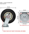 Top Notch 8 Inch Pneumatic Industrial Caster Wheels With Slick Black Rubber Tires For Smooth Rolling And Heavy Duty Floor Protection Steel Hub Ball Bearing Swivel Base Pack Of 2 dimensions with specifications