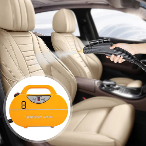 Using Powerful 1800W Steam Cleaner With High Pressure And High Temperature Steam For No Hassle Deep Clean And Easy Cleanup on car seats