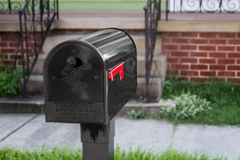 Outback Double Door Mailbox With Large Capacity For Mail And Packages Weather Tough Galvanized Steel Construction In Black, curbside view