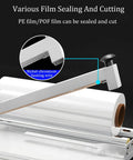 Top-Notch Manual Shrink Wrap Heat Sealer With Integrated Wrap Gun For POF And PE Film showing nickel-chromium heating wire and film roll.