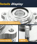 Close-up of Two Piece Front Wheel Hub And Bearing Assembly Set 513296 with internal magnetic ring, fixing holes, and bolts.