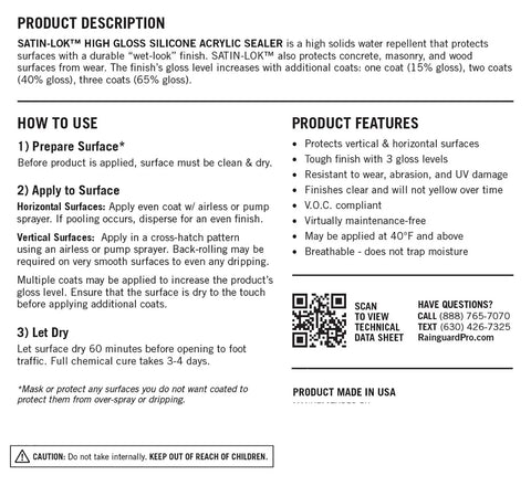 CR1405 Satin Lok High Gloss Acrylic Sealer product description and usage instructions.