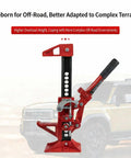 Ratcheting 3 Ton Farm Jack With 60 Inch Lift Range For Off Road Recovery And Auto Repair 7000 Lb Capacity next to SUV