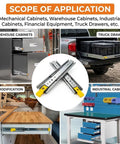 Beefy Heavy Duty Full Extension Ball Bearing Drawer Slides Pair For 20 To 76 Inch Range, showing use in various cabinets