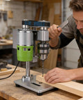 Compact Benchtop Drill Press With Rear Mounted 795 High Torque Motor For Do It Yourself Projects Woodworking Jewelry Making And Crafts Cnc Aluminum Body Low Vibration Quiet Operation B10 Chuck