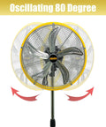 Beefed Up Heavy Duty 20 Inch High Velocity Stand Fan With Oscillation, Three Speed Settings, 5100 CFM, Industrial Motor, Metal Pedestal, Ideal For Garage, Workshop, Patio, Basement Or Any Large Space