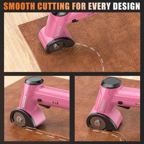 Heavy Duty Cordless Electric Scissors With Three Razor Blades, Rechargeable Power Pack, Badassly Snips Through Cardboard Fabric Leather And Carpet Without Breaking A Sweat For Weekend Warriors cutting through thick leather.
