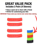 Anti Slip Shock Absorbing Brake Handle Sleeve 2 Pack Silicone Cover For Universal Brake Levers Fits Road Bikes Mountain Cyclocross BMX And City Scooters Red, showing four red silicone sleeves with colorful variants.