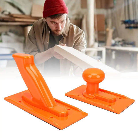 Two Pack Woodworking Push Blocks Safety Push Sticks With Non Slip Textured Grips And Guiding Structure For Table Saws And Router Tables Durable Orange ABS Plastic