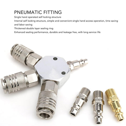 Air Splitter 3 Way Manifold with 1/4 Inch NPT Quick Connect showing antirust aluminum fittings for industrial use