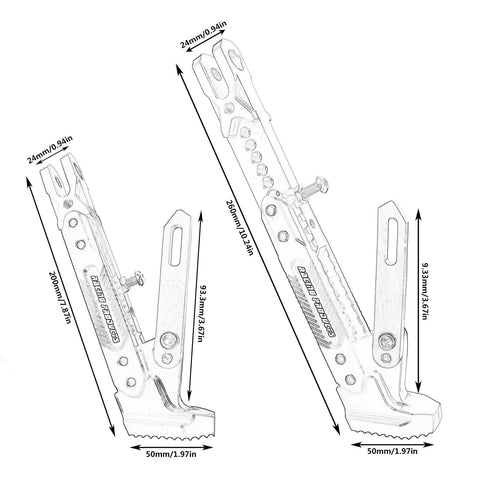 Adjustable Motorcycle Kickstand With Non Slip Foot Pad Side Parking Stand For Electric Motorcycles technical diagram