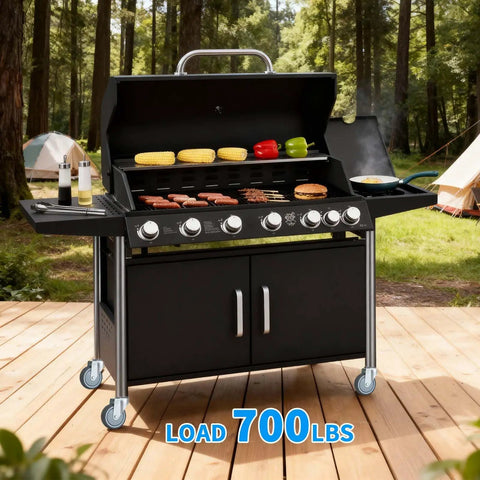 Heavy Duty Rubber Caster Wheels Set Of Four 3 Inch Diameter With 7/16 Inch Stem on a grill, featuring durable wheels and load capacity.