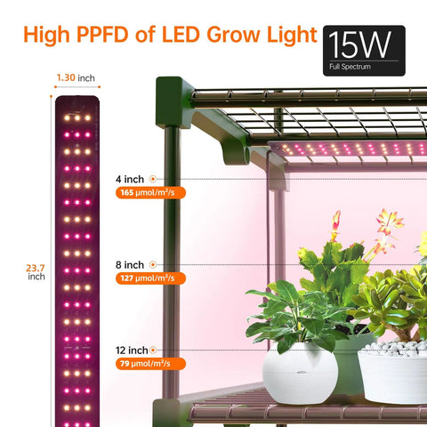 Indoor Greenhouse With Grow Lights For Seed Starting, 4 Tier Plant Growing Rack With Zippered PVC Cover, Dimmable 60W Plant Light With Timer, Fits 10x20 Seed Trays, Compact Yet Roomy Indoor Garden Station For Year Round Growth