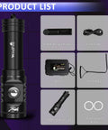 395 Nm UV Scuba Dive Light With Power Indicator Waterproof Black Light Flashlight and included accessories