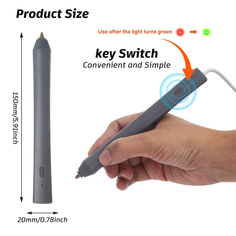 Foil Quill pen starter kit in gray; handheld USB-powered hot foiling pen with side switch