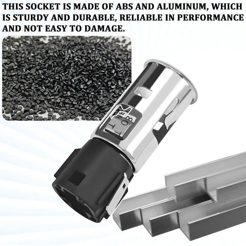 Cigarette Lighter Socket Replacement With Removal Tool For 12V Cars Power Outlet Socket Adapter Plug Base Repair Kit Durable ABS Aluminum Build Easy Install