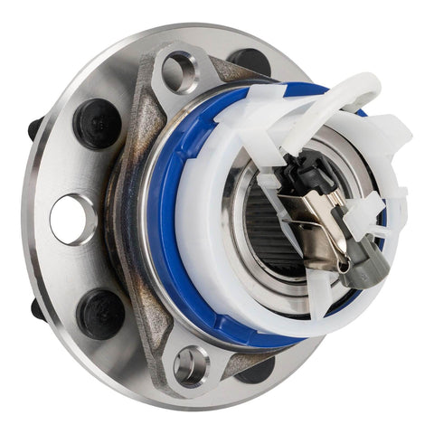 Front Wheel Hub Assembly Single Unit Compatible with Buick LeSabre 1991-1999, Cadillac DeVille 1992-1996, Oldsmobile 88/98 1992-1999; 5-Lug ABS Sealed Ball Bearing Replacement 513087, close-up view.