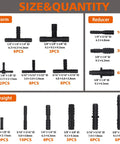 MINIMARU 119PCS nylon automotive vacuum hose connector set in black with T-form and straight fittings, 14 sizes
