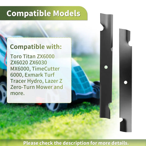 60 Inch Deck High Lift Lawn Mower Blades 3 Pack Replaces 105-7718-03 and 115-9649-03 Compatible With Exmark and Other 60 Inch Zero Turn Mowers