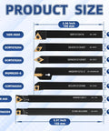 21-Piece Indexable Lathe Tool Set with 7 Half Inch Shanks and Carbide Inserts for precise machining dimensions diagram