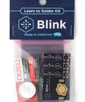 Blink LED Soldering Kit A Hands On Starter Electronics Project Pack For Beginners Perfect For STEM Classes And Events Includes Battery PCB Components And Clear Instructions For Fun Interactive Light Circuit Building, packaging with PCB and battery visible