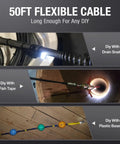 50Ft Sewer Camera With Dual Lens Borescope And Light 4.3 Inch HD Drain Endoscope flexible cable in drain pipe