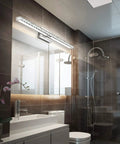 Crystal Vanity Lights LED Thirty Three Point Five Inch Dimmable Bathroom Light Fixtures In Modern Chrome Over Mirror Vanity Bar
