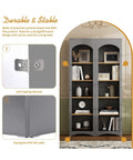 Close-up of Farmhouse Two Tone 5 Tier Book Shelves And Cabinet Set with anti-tipping device and felt pads detail
