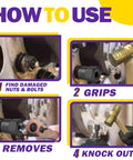 Heavy Duty Bolt Extractor Kit Pro Grade With Half Inch Drive Lug Nut Remover Tools for damaged bolts in use demonstration.