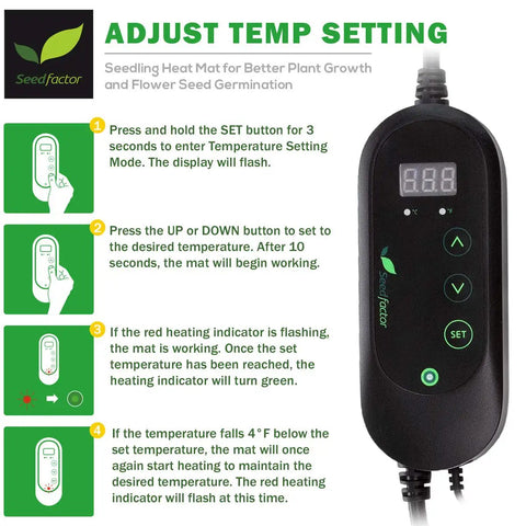 MET Certified Seedling Heat Mat With Digital Thermostat Controller For Seed Germination, Precise Root Zone Warming From 50 To 108 Fahrenheit, 10 By 20 Inches, Easy Plug And Play Indoor Grow Setup