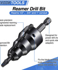 Pro Grade Conduit Reamer Kit With Bit Retention For Half Inch, Three Quarter Inch, And One Inch Pipes showing reamer drill bit