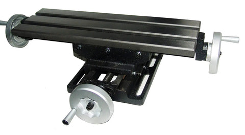18x6 Inch Compound Slide Table For CNC Milling With Twelve Inch Long Travel And Seven And A Half Inch Cross Travel, Heavy Duty Rock Solid Build, Five Inch Height, 61 Lb Weight, Dovetailed Ways, Acme Lead Screws, Vernier Scales, Adjustable Gibs, T Slot