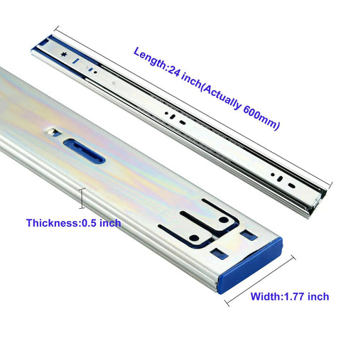 24 Inch Soft Close Drawer Slides For Heavy Duty Full Extension Ball Bearing Side Mount 100 Lb Capacity 10 Pairs With Screws Included Brackets Not Included