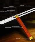 Heavy Duty T Bevel Gauge Angle Finder With Smooth Rosewood Handle And Precise Stainless Steel Ruler For Woodworking And Diy Tasks That Honestly Nail Every Cut No Sweat showing ruler with rosewood handle and brass inlay