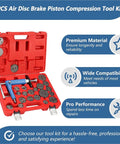 23PCS Air Disc Brake Piston Compression Tool Kit in red case with various metal components