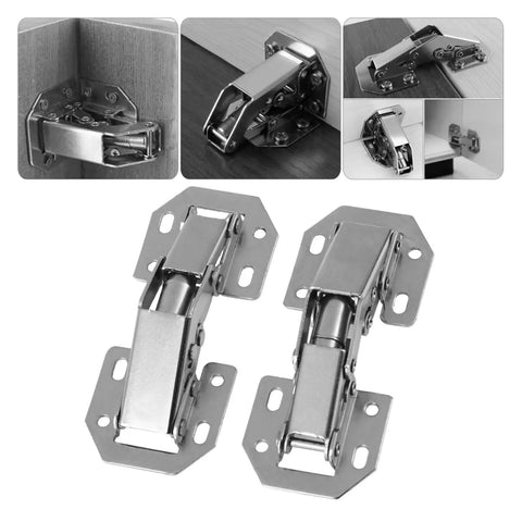 Rotating Concealed Cabinet Door Hinges Four Inch No Drill Installation Soft Close Buffer Durable Easy Install High Load Bearing Replacement For Worn Out Hinges With Surface Treatment For Long Lasting Life, shown in various angles