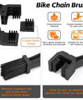 Close-up of bike chain brush with 3-sided bristle design, part of All In One Bike Cleaning Kit With Chain Cleaner Degreaser Chain Lube Scrubber And Brushes For Mountain MTB Road EBike And Trail Bikes To Keep Your Ride Fresh Clean And Ready To Roll.