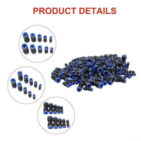 Versatile Quick Connect Air Hose Fitting Kit Push To Connect Pneumatic Coupler Tools For 4mm To 12mm And 1/8 To 1/2 Inch Diverse Tasks Nickel Plated Brass Build Resists Harsh Workshop Grime Effortless Operation With Circular Release Ring black and blue pneumatic couplers in assorted sizes