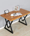 Heavy Duty Cast Iron Table Legs 28 Inch High By 20 Inch Wide Set Of 2 Black Finish with wooden table top, used for dining