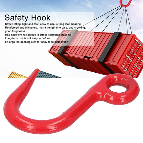 Heavy Duty Alloy Steel Eye Lifting Hook With Safe Grab Design, 1 Ton Capacity, Industrial Crane Hook For Factories, Ports, Construction And Equipment Shifting, Red