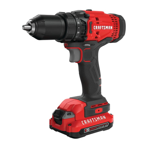 V20 Cordless Drill And Driver Kit With One Half Inch Keyless Chuck, 280 UWO, Two Speed Gearbox 0-350 And 0-1500 RPM, LED Work Light, Includes Battery And Charger For Quick DIY Projects