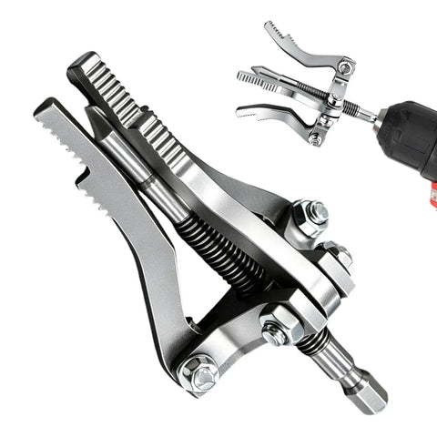 Heavy Duty Pipe Extractor Tool For Snatching Broken Threads Out Of Tricky Tight Corners Without Tearing Down Drywall Drill Powered Behind Wall Plumbing Socket with stainless steel finish.