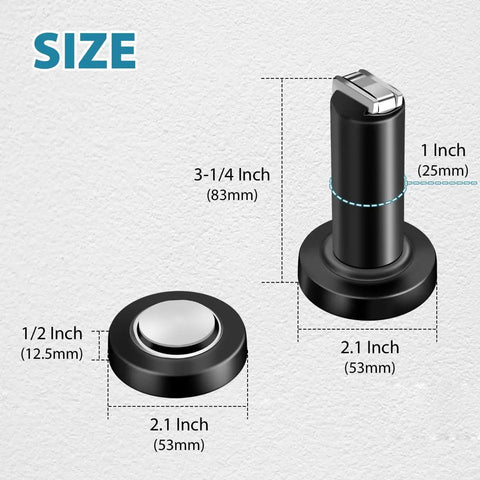 Magnetic Door Stop 2 Pack Heavy Duty Stainless Steel Door Catch and Holder Wall or Floor Mount Black Keeps Doors Open Firmly