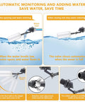 Diagram showing automatic chicken waterer with float valve in action, highlighting valve operation and components, for easy setup.
