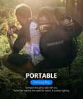 Man holding 43 Inch 110cm 5 In 1 Collapsible Light Reflector Diffuser With Bag For Studio And Outdoor Photography, in forest scene.