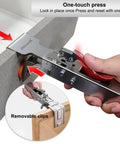 No Sweat Drawer Front Installation Clamps With Quick Release Bow Clips One Click Locking System for Cabinet Panel Alignment Heavy Duty Woodworking Fixing Tool Dead On Precision in use.