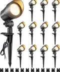 12 Pack Low Voltage Landscape Lights Kit 6W LED Warm White 3000K Outdoor Garden Spotlights With Aluminum Housing Waterproof CRI 90